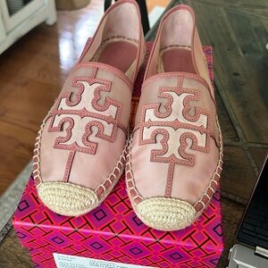 Like New Tory Burch Ines Espadrille - Mesh/Calf Leather/Silk Suede